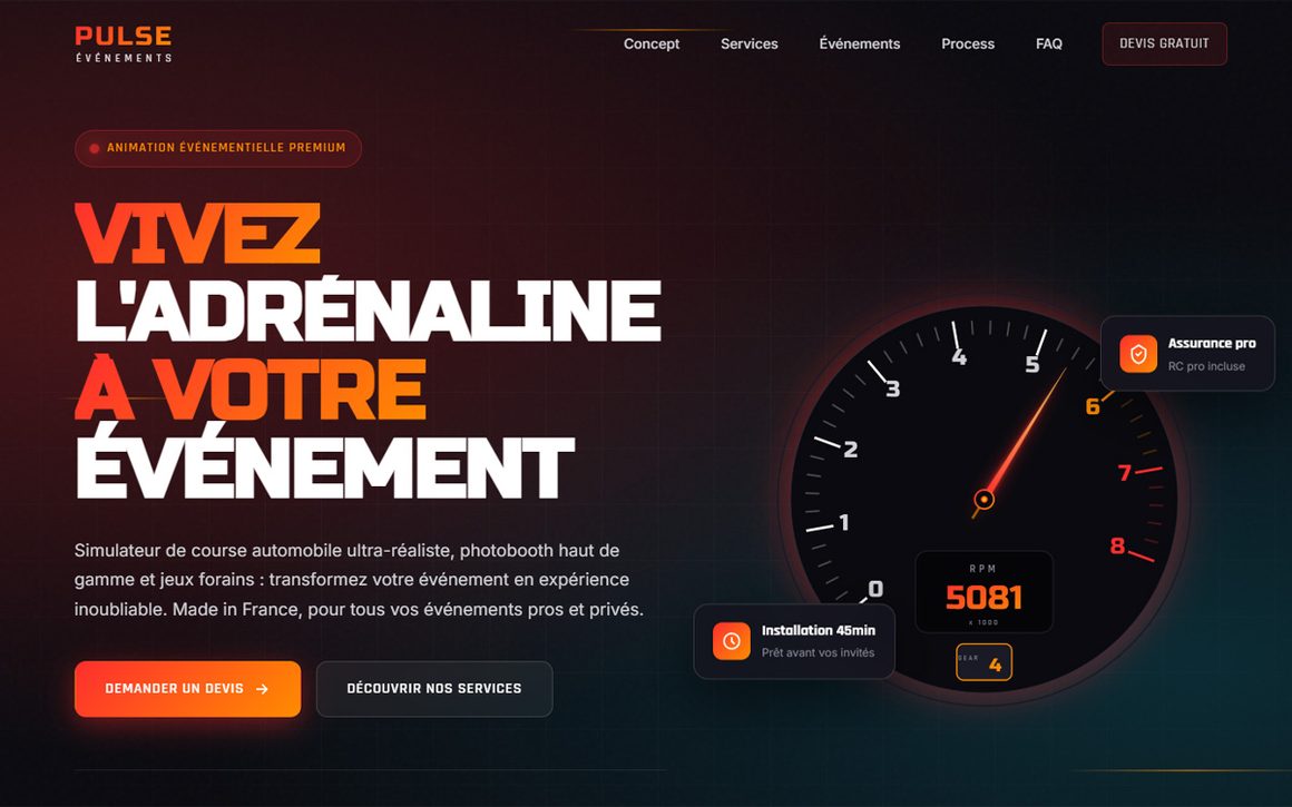 Aperçu du site Pulse Événements