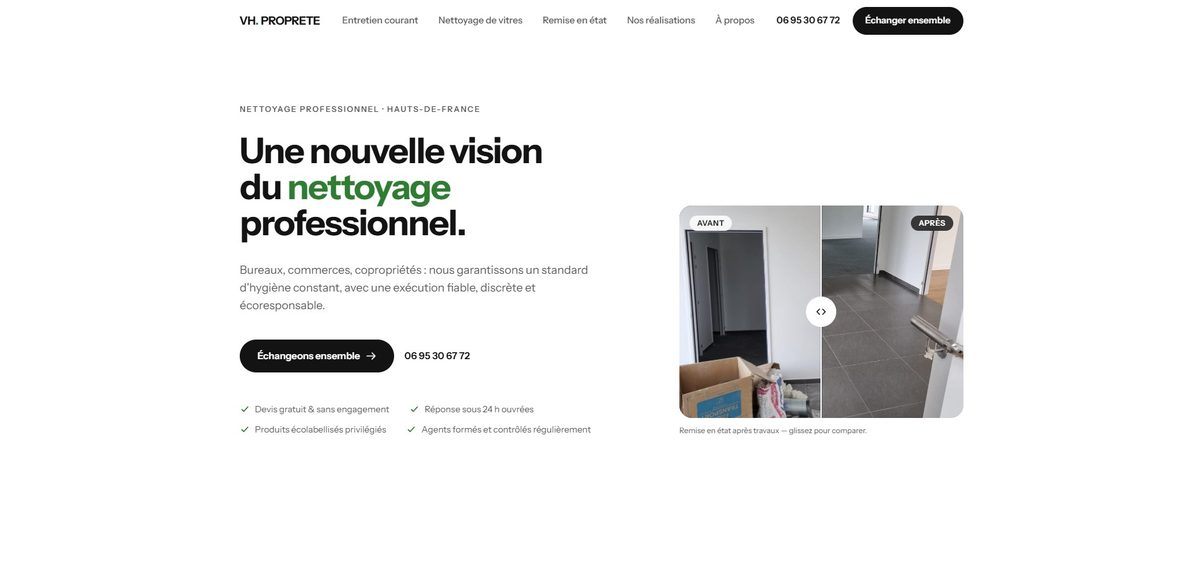 Aperçu du site VH Propreté